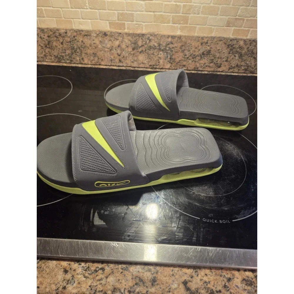 Nike Air Max Cirro Slides In Dark Grey & Volt Mens Size 14
